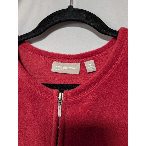 Croft & Barrow Red Fleece Zip Jacket Winter Snowman Holiday New Women's Plus 1X - Picture 5 of 10
